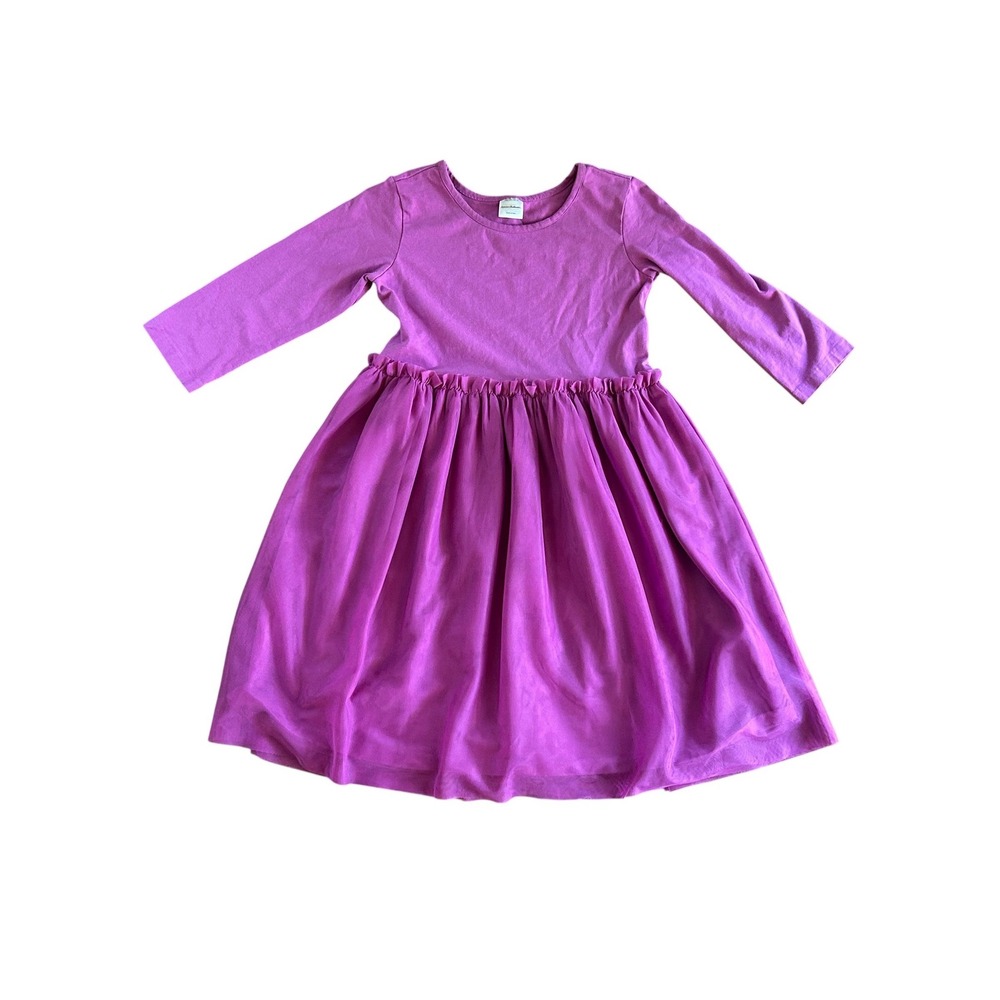 Hanna Andersson Girls Purple Tulle Skirt Long Sleeve Dress Size 10 140cm 64406